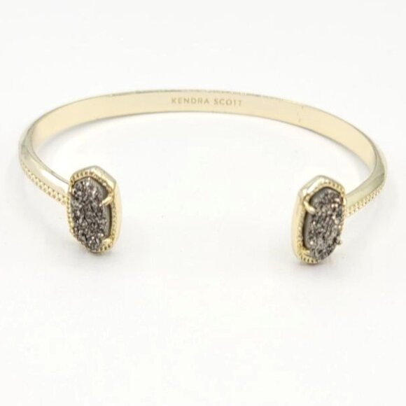 Kendra Scott Goldtone Druzy Cuff Bracelet Signed - Picture 5 of 8